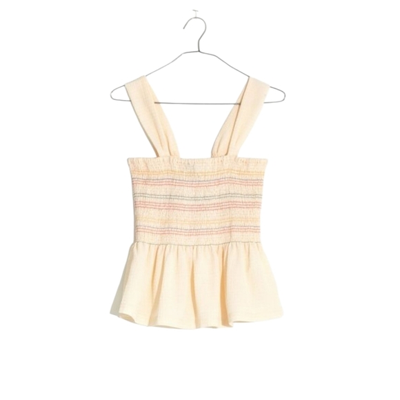 Madewell Textured & Thread Womens Rainbow Smocked Peplum Tank Top Size XL - Picture 11 of 11